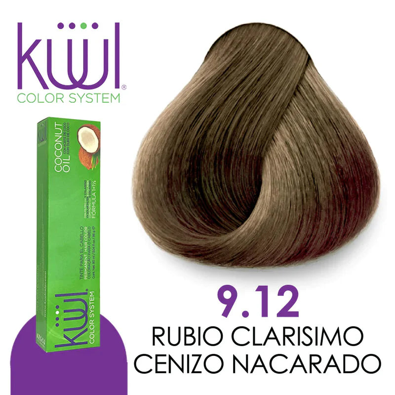 💇♀️ KUUL COLOR SYSTEM 9.12 RUBIO CLARÍSIMO CENIZO NACARADO 3.04OZ