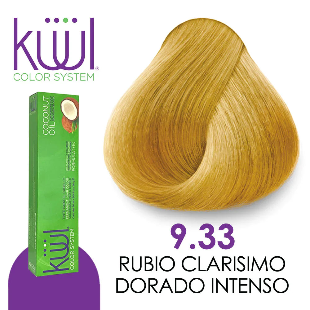 💇♀️ KUUL COLOR SYSTEM 9.33 RUBIO CLARÍSIMO DORADO INTENSO 3.04OZ