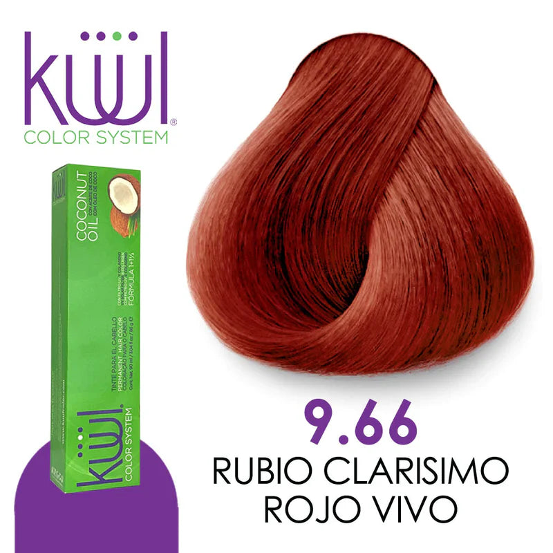💇♀️ KUUL COLOR SYSTEM 9.66 RUBIO CLARÍSIMO ROJO INTENSO 3.04OZ