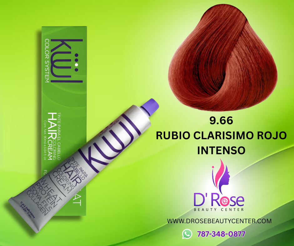 💇♀️ KUUL COLOR SYSTEM 9.66 RUBIO CLARÍSIMO ROJO INTENSO 3.04OZ