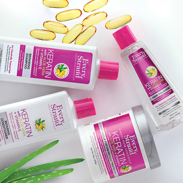 Every Strand Keratin & Aloe Vera + Vitamina E Repairing Shampoo 13.5oz (ESKRS13)