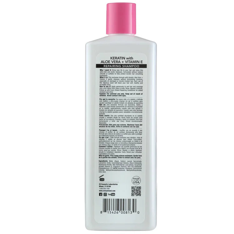 Every Strand Keratin & Aloe Vera + Vitamina E Repairing Shampoo 13.5oz (ESKRS13)