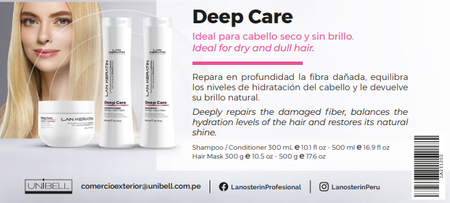 LAN KERATIN Color Care Kit 3 Piezas Sin Sal – Shampoo, Acondicionador y Mascarilla