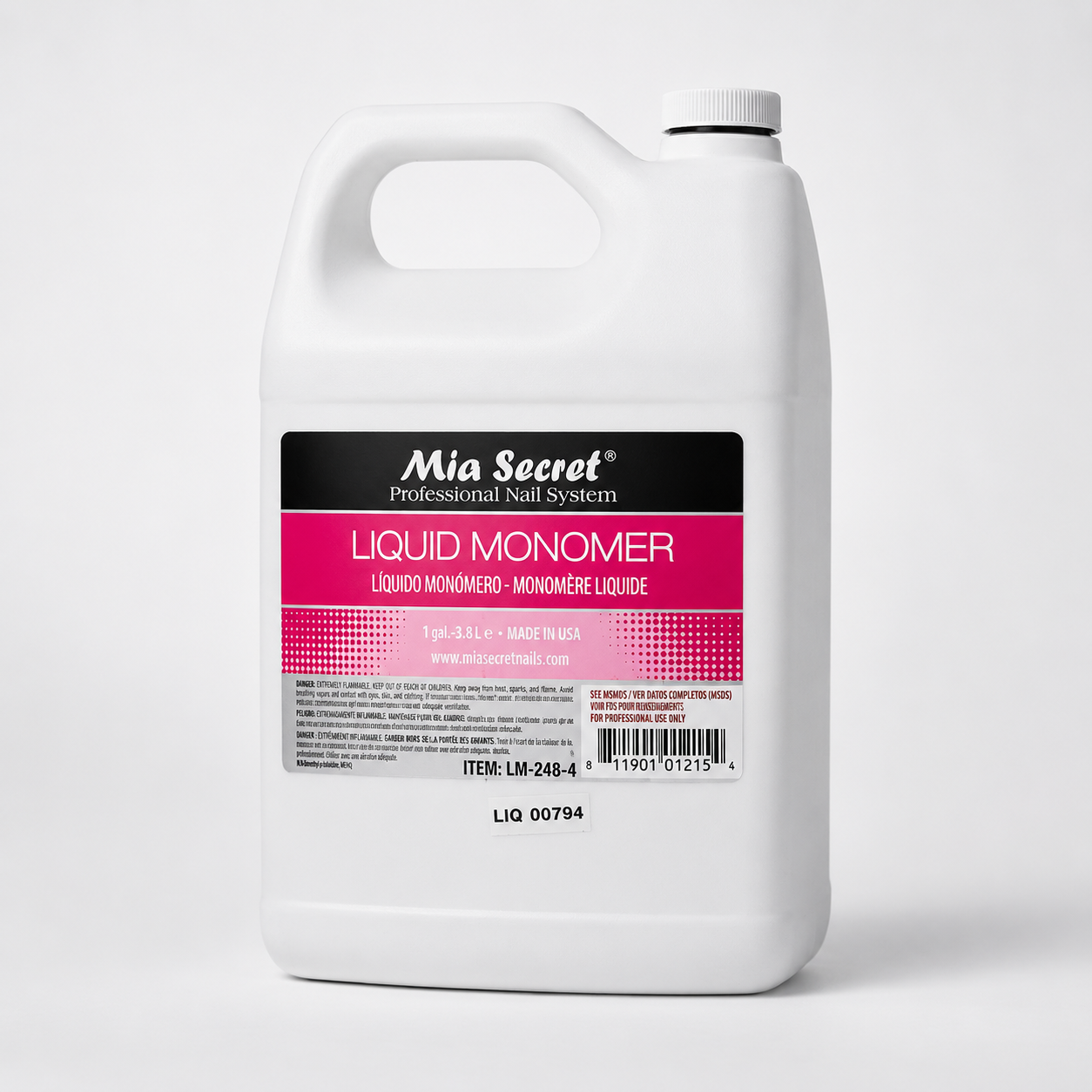 Mia Secret Liquid Monomer Profesional 1 Galón 3.8 L LM-248-4 – Sin MMA