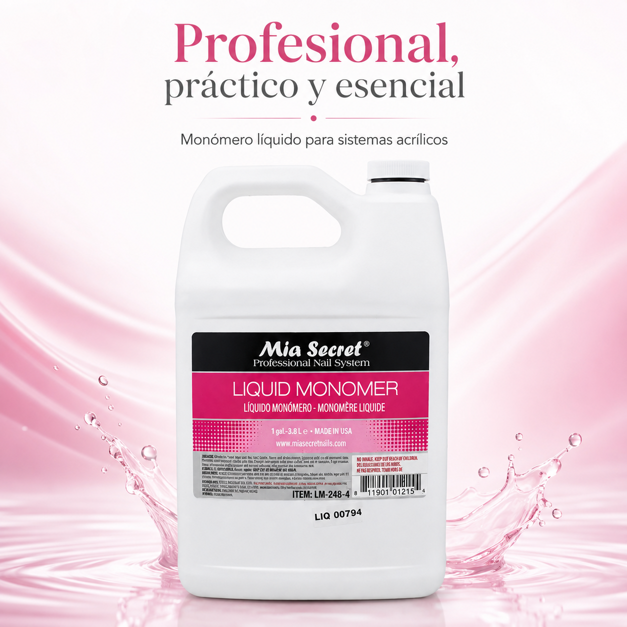 Mia Secret Liquid Monomer Profesional 1 Galón 3.8 L LM-248-4 – Sin MMA