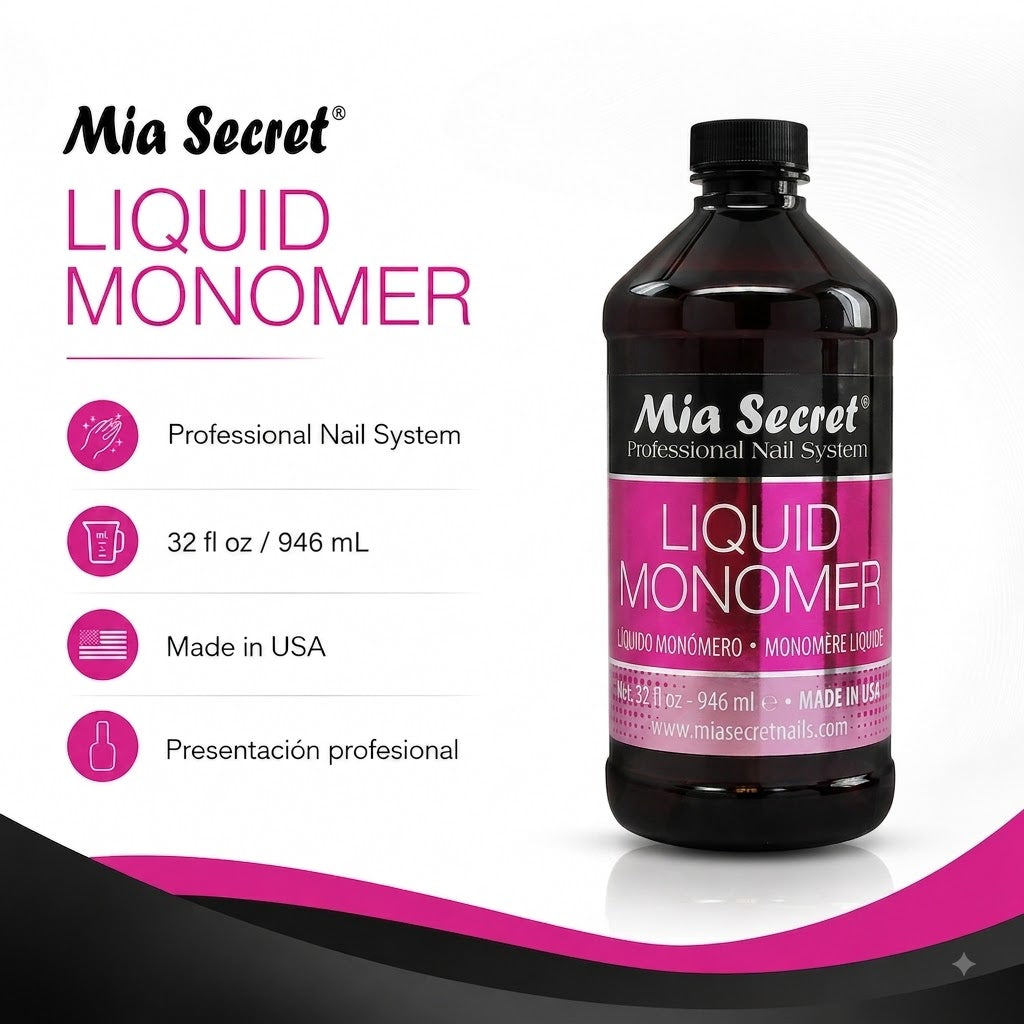 Mia Secret Liquid Monomer LM-248 32 oz (946 mL) – Monómero Profesional para Uñas Acrílicas