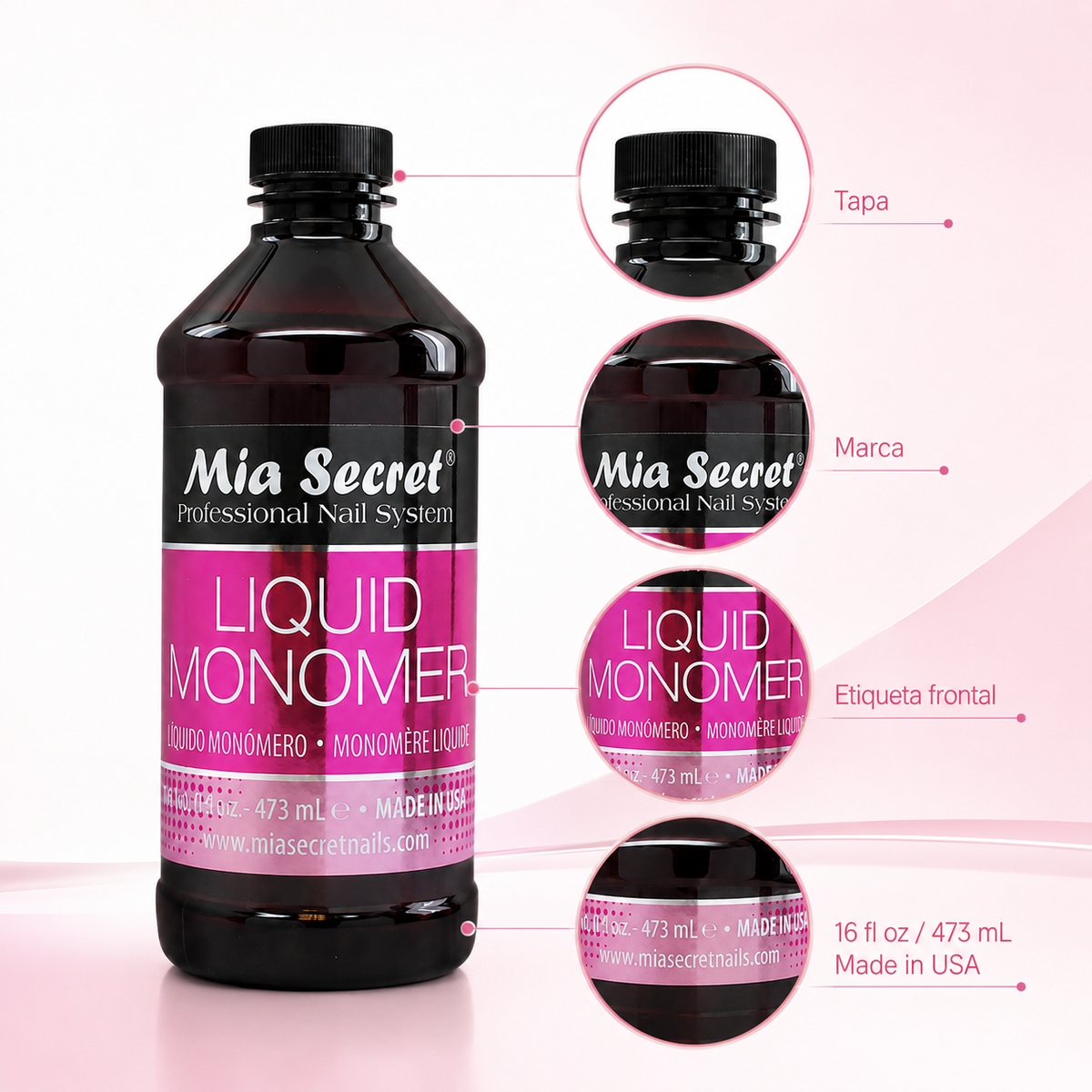 Mia Secret Liquid Monomer LM-248 32 oz (946 mL) – Monómero Profesional para Uñas Acrílicas