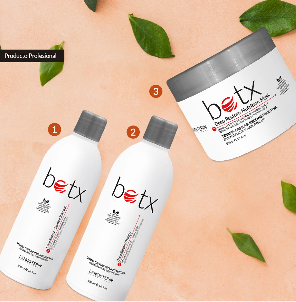 Lanosterin Profesional Botx Terapia Capilar Reconstructiva Kit 3 Piezas 500 ml