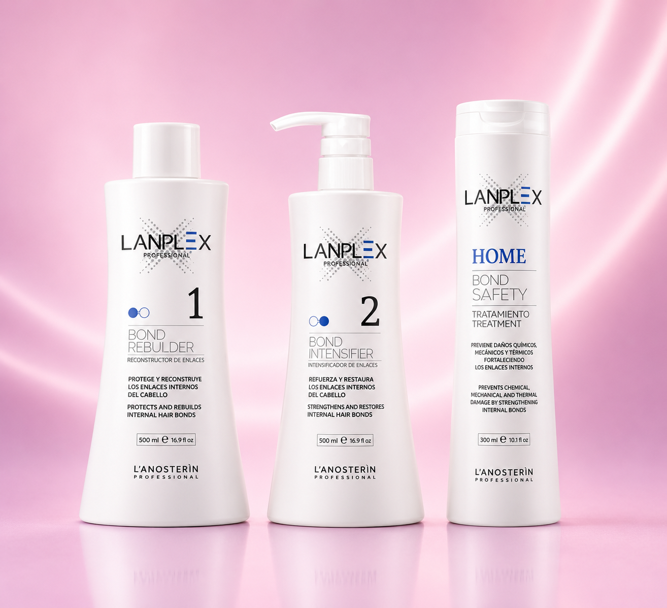 Lanosterín Profesional Lanplex Hair System Kit Profesional 3 Piezas Grande LPLHBK3G