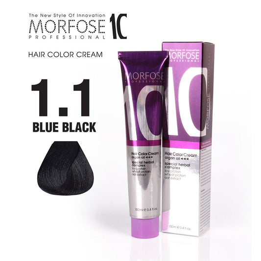 MORFOSE 10 HAIR COLOR CREAM 1.1 BLUE BLACK 3.38OZ M1035OZ11