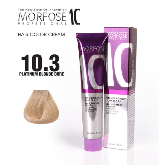 MORFOSE 10 HAIR COLOR CREAM 10.3 PLATINIUM GOLDEN BLONDE 3.38OZ M1035OZ103