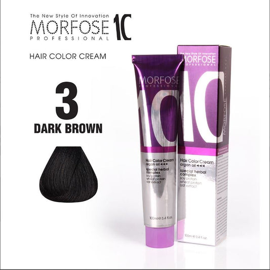 MORFOSE 10 HAIR COLOR CREAM 3 DARK BROWN 3.38OZ M1035OZ3