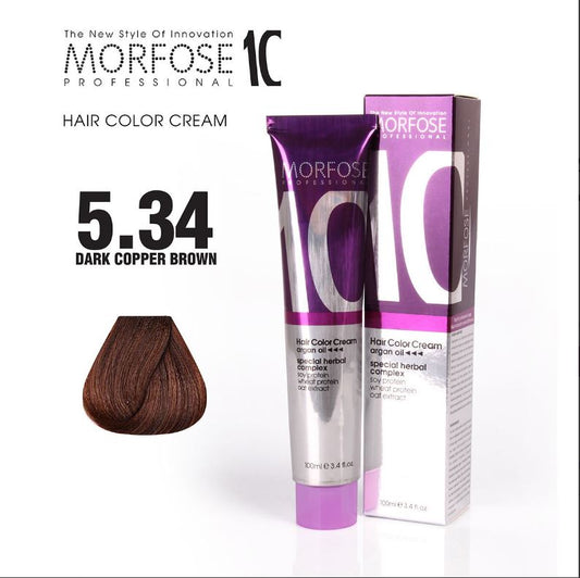 MORFOSE 10 HAIR COLOR CREAM 5.34 DARK COPPER BROWN 3.38OZ M1035OZ534