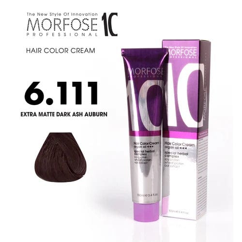 MORFOSE 10 HAIR COLOR CREAM 6.111 EXTRA-MAT DARK ASH AUBURN 3.38OZ M1035OZ6111