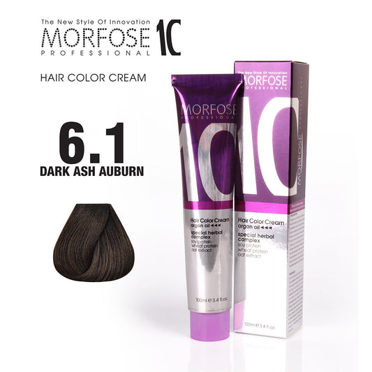 MORFOSE 10 HAIR COLOR CREAM 6.1 DARK ASH AUBURN 3.38OZ M1035OZ61