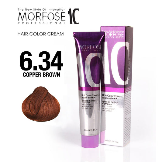 MORFOSE 10 HAIR COLOR CREAM 6.34 COPPER BROWN 3.38OZ M1035OZ634