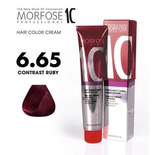 MORFOSE 10 HAIR COLOR CREAM 6.65 CONTRAST RUBY 3.38OZ M1035OZ665