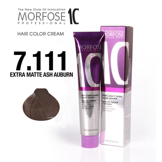 MORFOSE 10 HAIR COLOR CREAM 7.111 EXTRA MAT ASH AUBURN M1035OZ7111