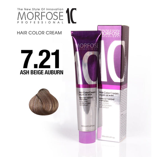 MORFOSE 10 HAIR COLOR CREAM 7.21 ASH BLONDE IRIDESCENT 3.38OZ M1035OZ721