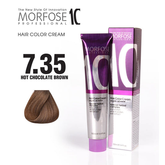 MORFOSE 10 HAIR COLOR CREAM 7.35 WARM CHOCOLATE BROWN 3.38OZ M1035OZ735