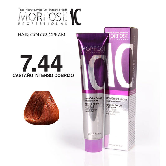 MORFOSE 10 HAIR COLOR CREAM 7.44 INTENSE COPPER 3.38OZ M1035OZ744