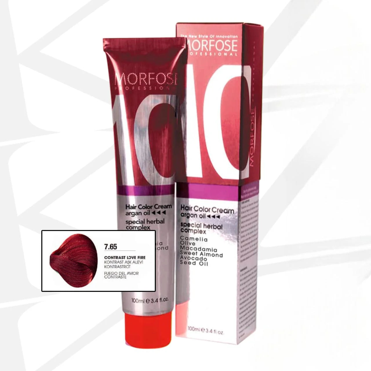 MORFOSE 10 HAIR COLOR CREAM 7.65 CONTRAST LOVE FIRE 3.38OZ M1035OZ765