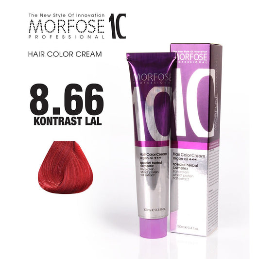 Morfose 10 Hair Color Cream 8.66 – Contrast Garnet (Granate Intenso) | 100 ml / 3.38 oz