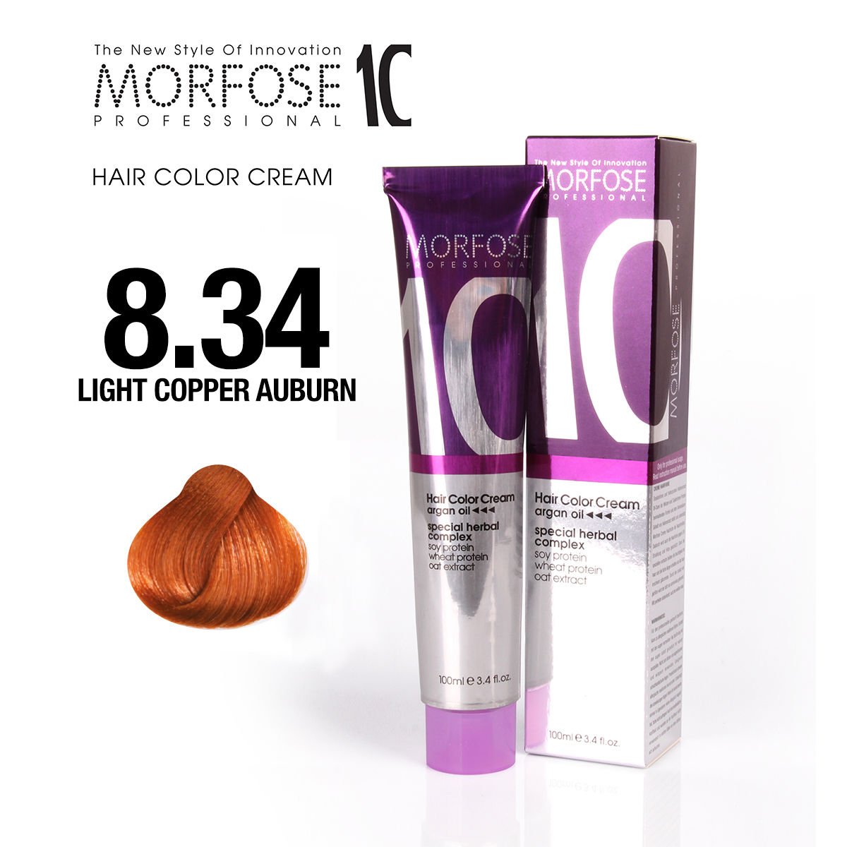 MORFOSE 10 TINTE CAPILAR 8.34 COBRE CASTAÑO CLARO – 100ML