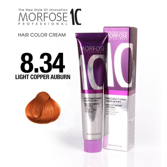 MORFOSE 10 TINTE CAPILAR 8.34 COBRE CASTAÑO CLARO – 100ML