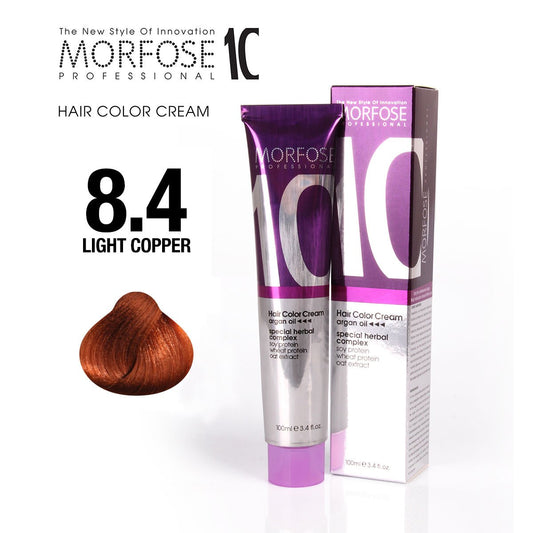 MORFOSE 10 Hair Color Cream 8.4 Light Copper – Tinte Profesional Sin Amoníaco con Aceites Naturales | 100 ml