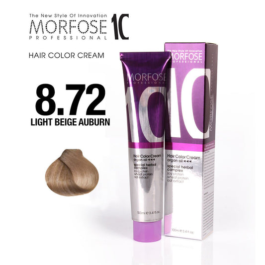 MORFOSE 10 Hair Color Cream 8.72 – Light Blonde Brown Iridescent (100 ml) | Color Sin Amoníaco + Aceites Naturales