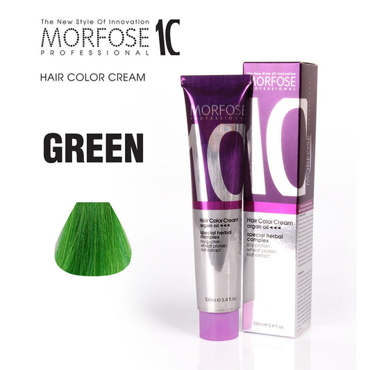 MORFOSE 10 HAIR COLOR CREAM VERDE 100ML | COLOR NATURAL, ATREVIDO Y NUTRITIVO