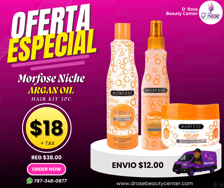MORFOSE PROFESSIONAL ARGAN OIL HAIR KIT 3PC – Shampoo 500ml + Hair Mask 250ml + Two Phase Conditioner 7.4oz (MAK3)