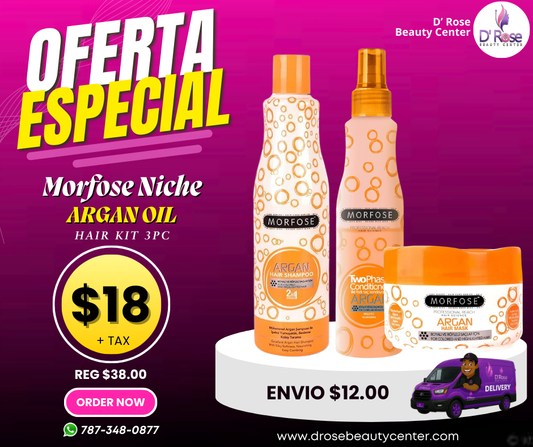 MORFOSE PROFESSIONAL ARGAN OIL HAIR KIT 3PC – Shampoo 500ml + Hair Mask 250ml + Two Phase Conditioner 7.4oz (MAK3)