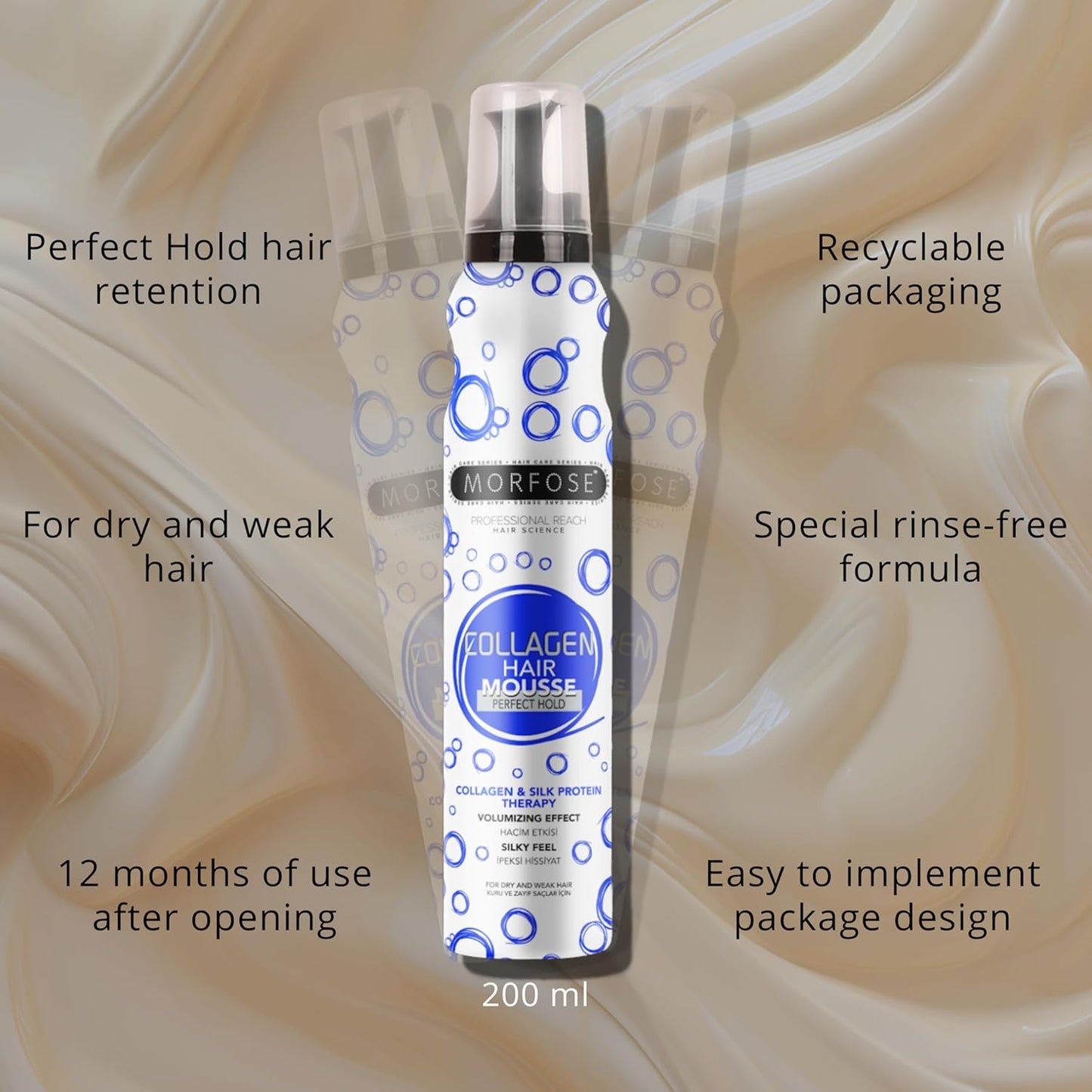 MORFOSE PROFESSIONAL COLÁGENO HAIR MOUSSE 8.45OZ (MCHM)