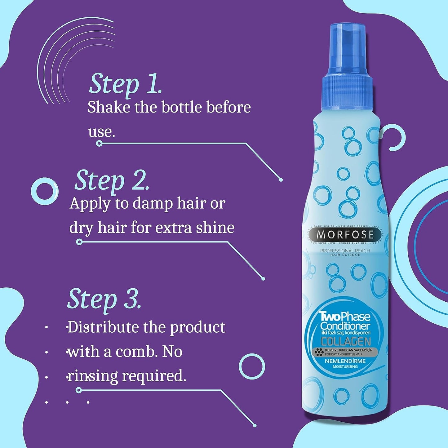 MORFOSE PROFESSIONAL COLÁGENO HAIR KIT 3PC – Shampoo 500ml + Hair Mask 250ml + Two Phase Conditioner 7.4oz (MCK3)