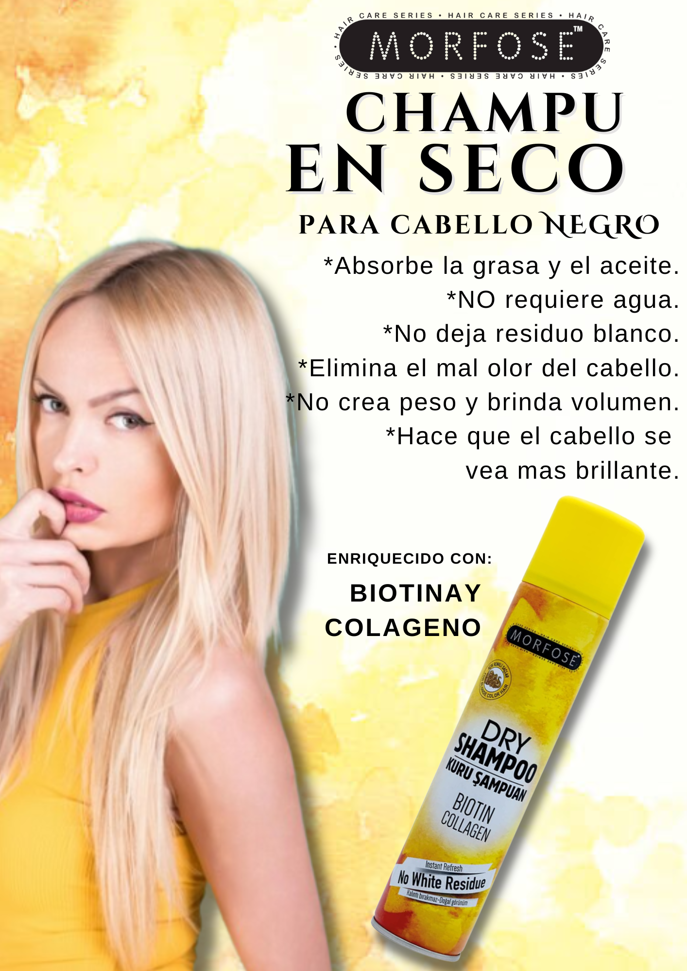 🌟 MORFOSE PROFESSIONAL DRY SHAMPOO FOR LIGHT HAIR COLOR 6.76OZ (MDSLC)