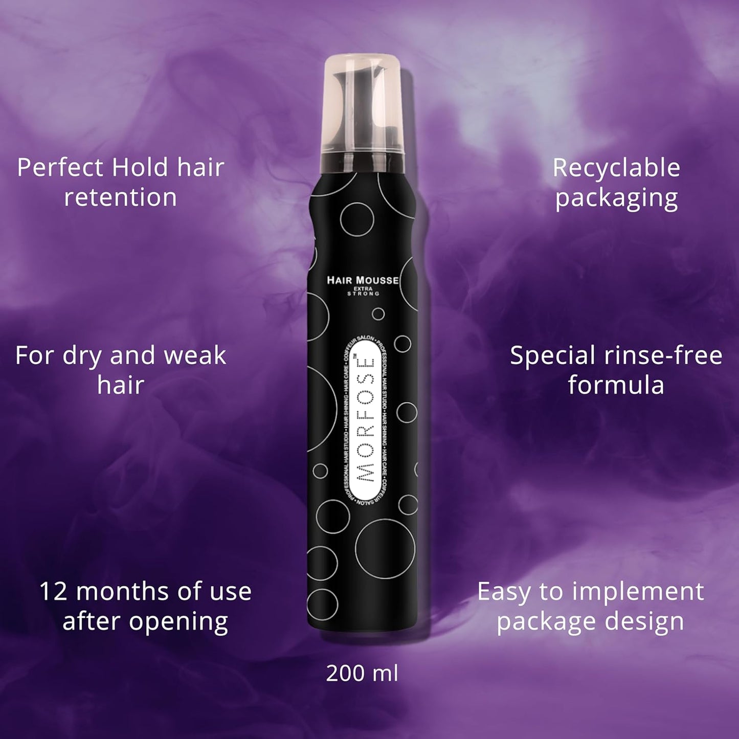 💨 MORFOSE PROFESSIONAL HAIR MOUSSE EXTRA STRONG 6.76OZ (MHMES)