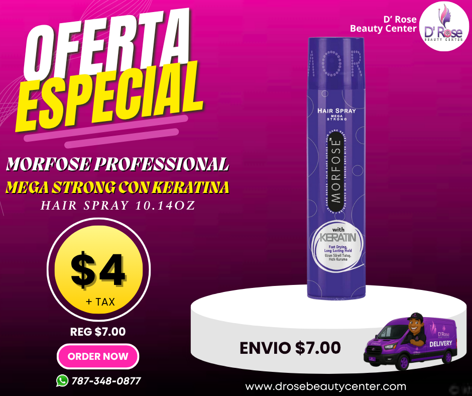 💨 MORFOSE PROFESSIONAL MEGA STRONG HAIR SPRAY CON KERATINA 10.14OZ (MHSMSK)