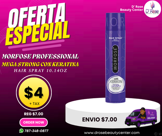 💨 MORFOSE PROFESSIONAL MEGA STRONG HAIR SPRAY CON KERATINA 10.14OZ (MHSMSK)