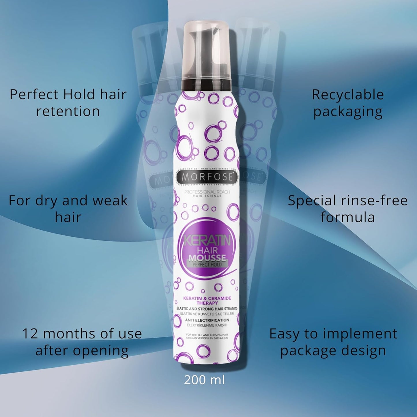 MORFOSE PROFESSIONAL KERATINA HAIR MOUSSE 6.76OZ MKHM