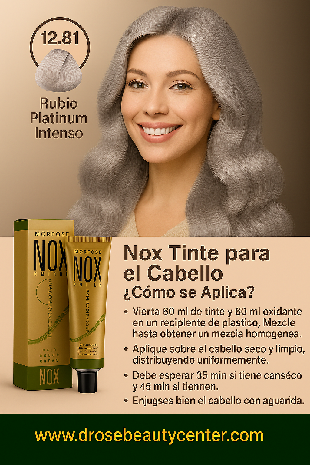MORFOSE NOX 12.81 INTENSE ASH PLATINUM Crema de Coloración Profesional 60ml