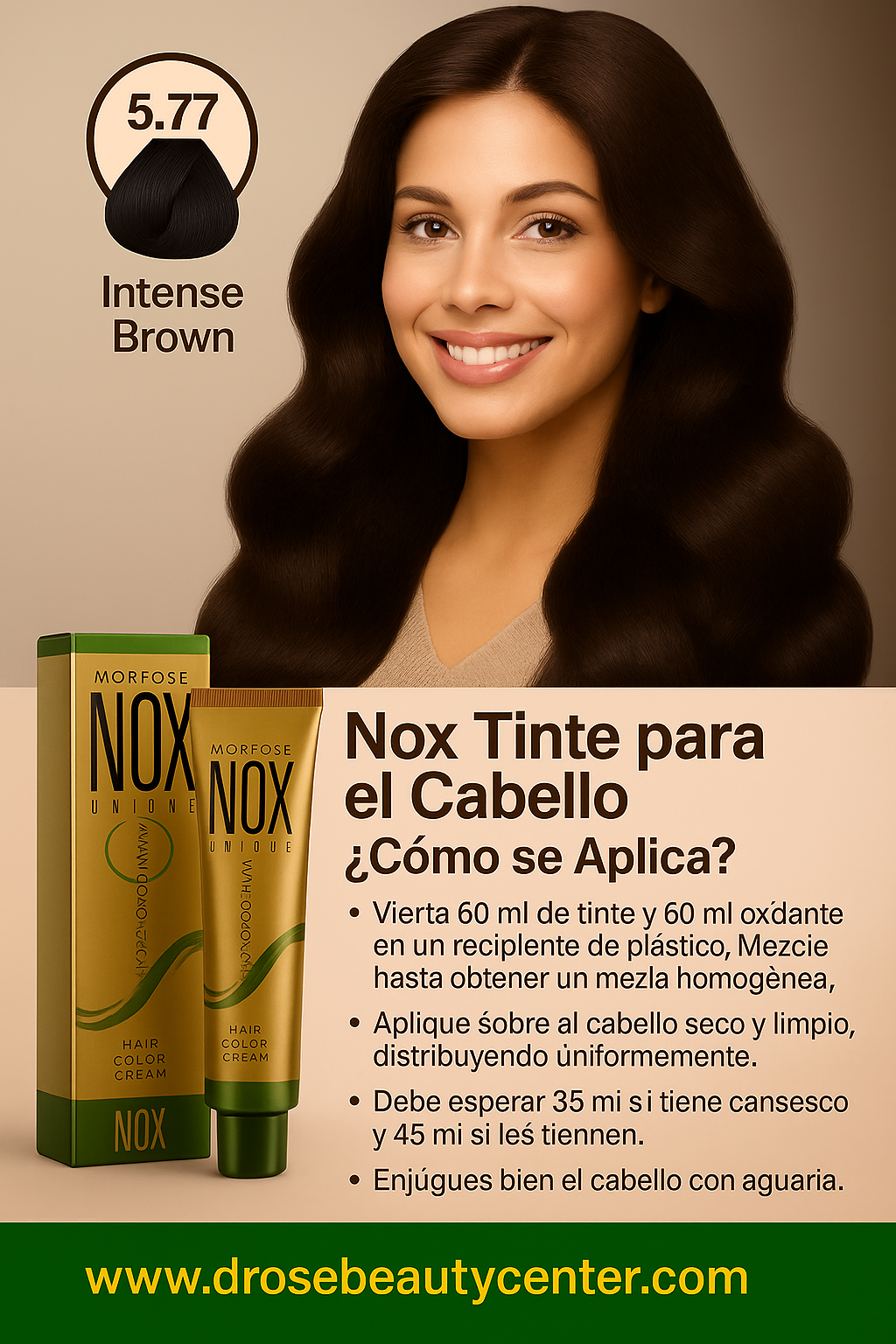 MORFOSE NOX 5.77 INTENSE BROWN – Crema de Coloración Profesional 2.11 OZ