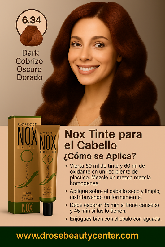 MORFOSE NOX 6.34 DARK AUBURN DORÉ COPPER  Crema de Coloración Profesional – 2.11 OZ (60 ml)