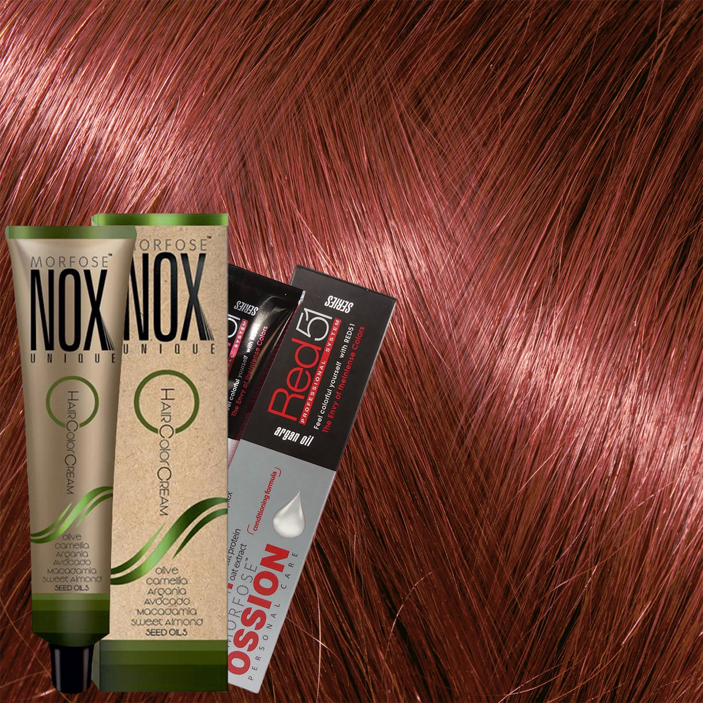 MORFOSE NOX 6.44 DARK AUBURN INTENSE COPPER  Crema de Coloración Profesional – 2.11 OZ (60 ml)