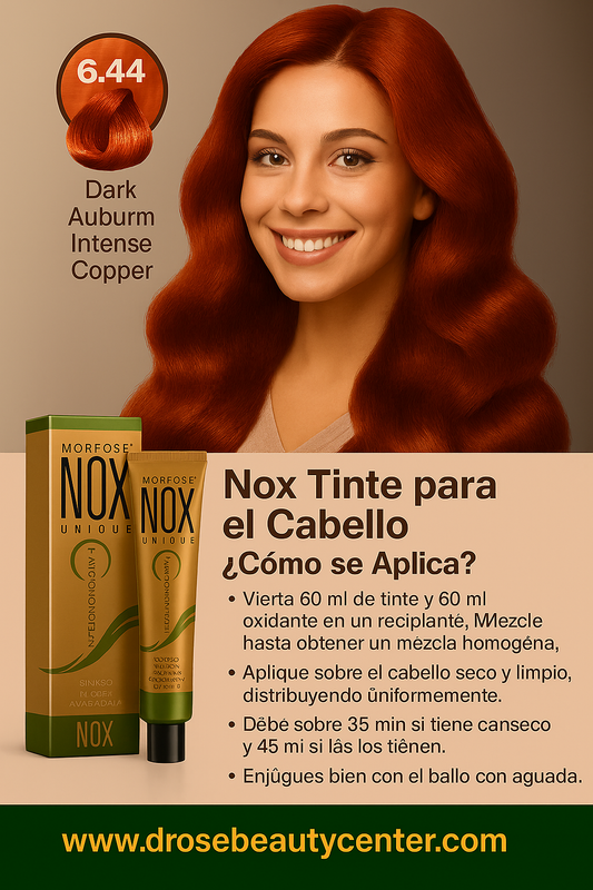 MORFOSE NOX 6.44 DARK AUBURN INTENSE COPPER  Crema de Coloración Profesional – 2.11 OZ (60 ml)