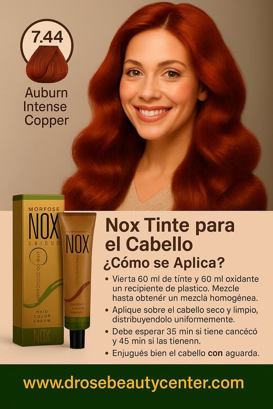 MORFOSE NOX 7.44 AUBURN INTENSE COPPER | Crema de Coloración Profesional 60ml