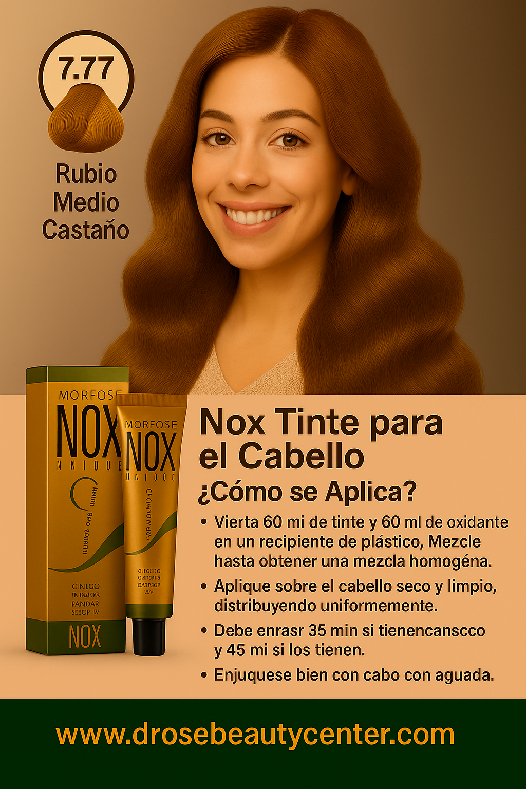 MORFOSE NOX 7.77 LIGHT AUBURN INTENSE BROWN – Crema de Coloración Profesional 60ml