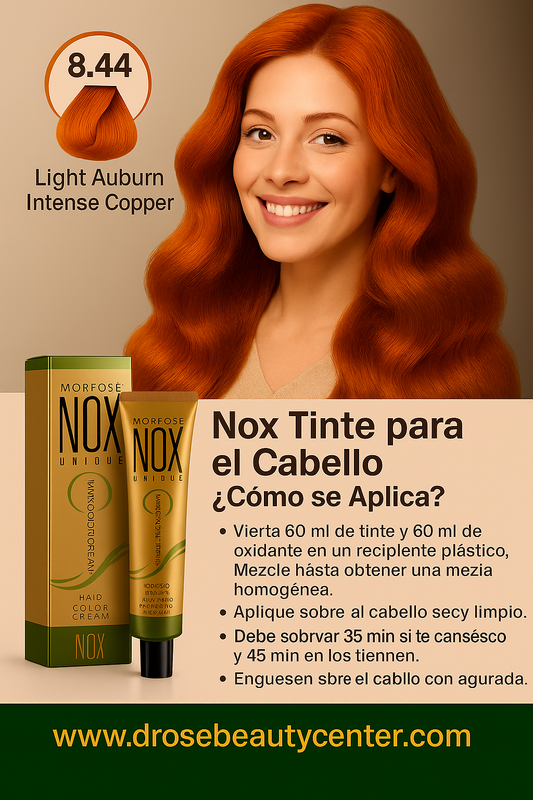 MORFOSE NOX 8.44 LIGHT AUBURN INTENSE COPPER | Crema de Coloración Profesional 60ml