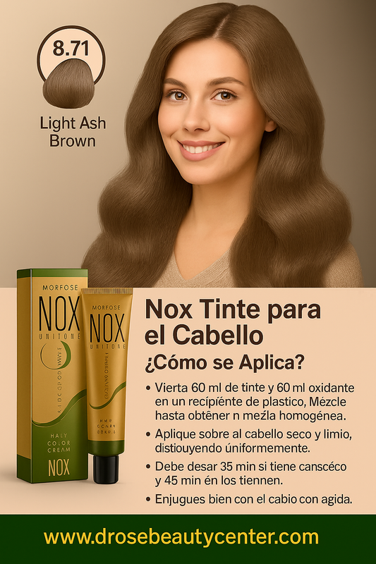 MORFOSE NOX 8.71 LIGHT ASH BROWN – Crema de Coloración Profesional 60ml